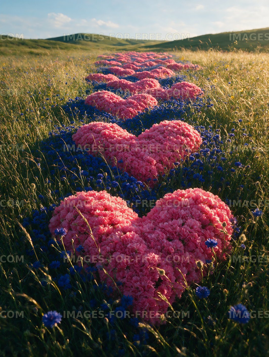 Flower heart shapes in a grassy field during daylight
