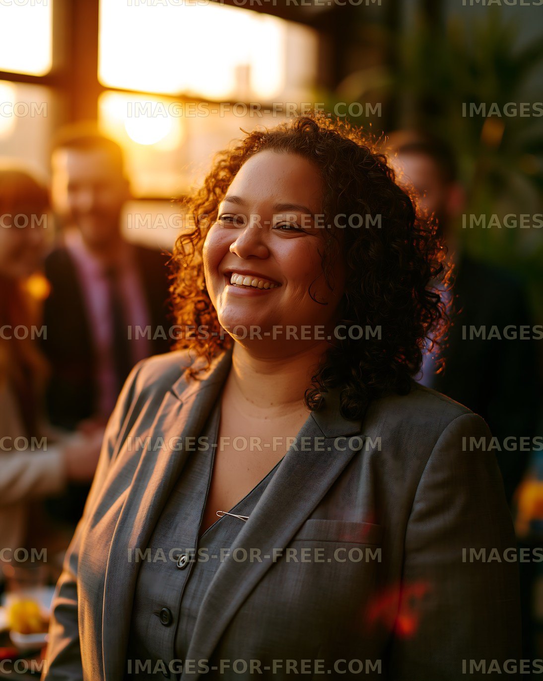 Smiling professional woman during sunset event