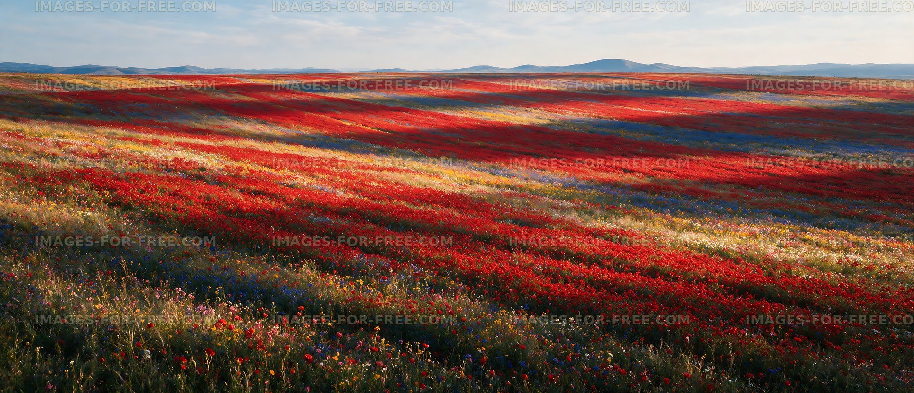 Colorful flower field under blue sky during daytime