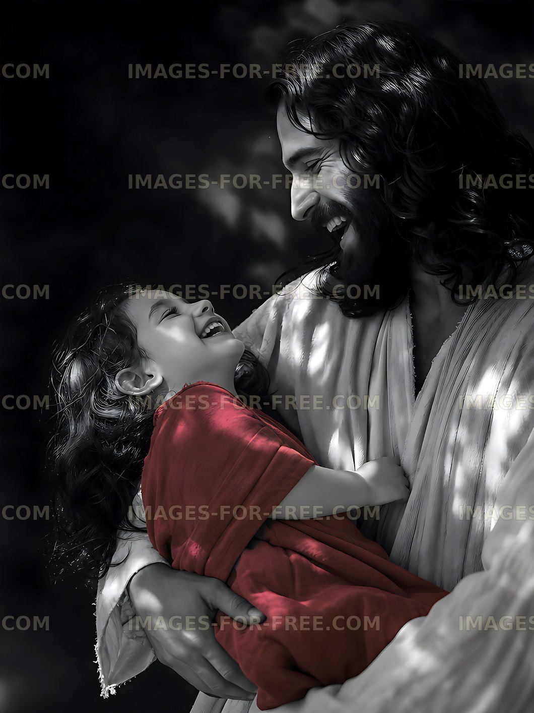 Smiling man holding child in a joyful moment
