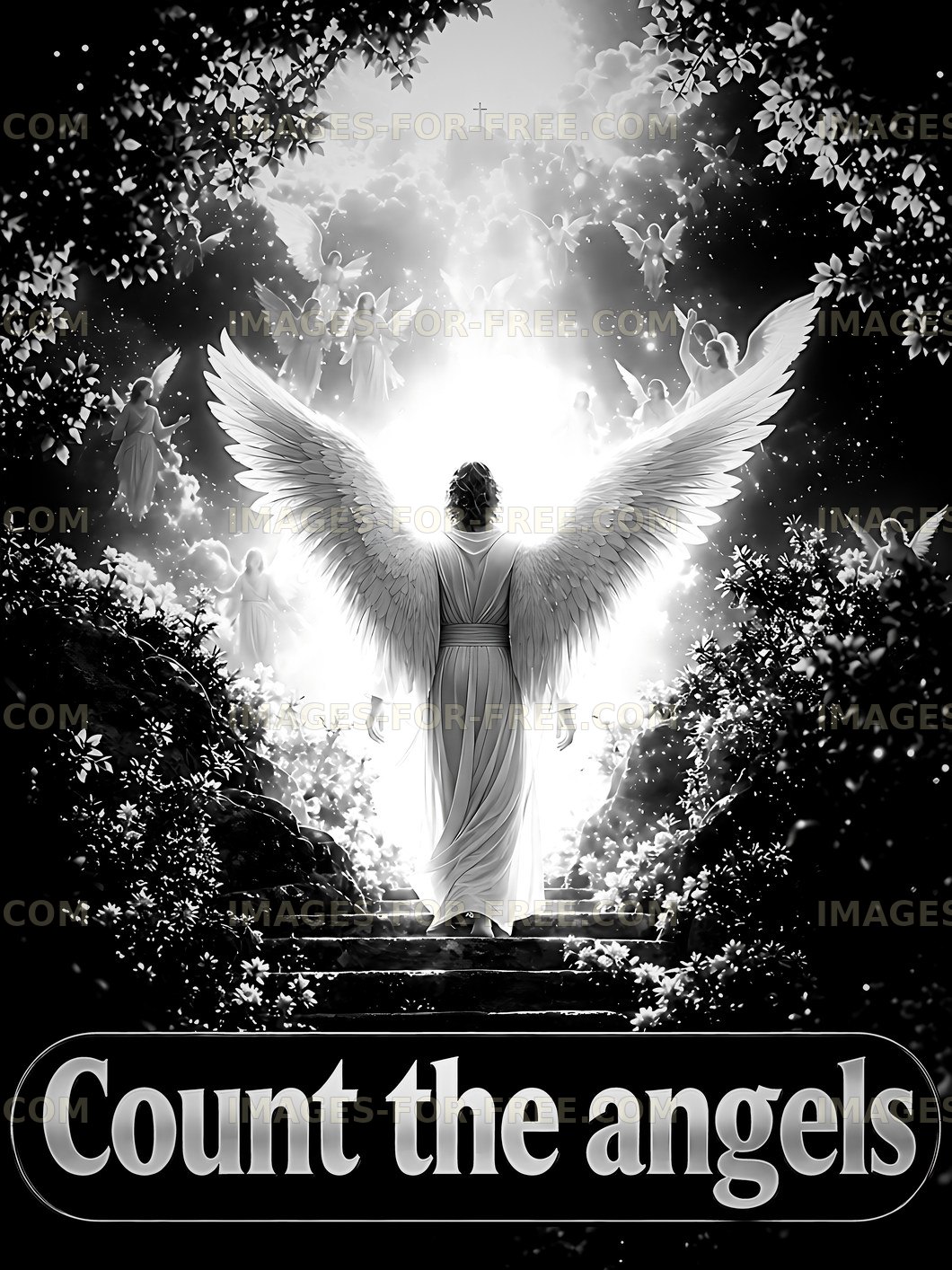 Count the angels in a dramatic black and white scene