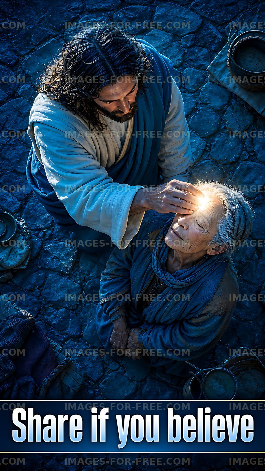 Jesus heals a blind man in a historical setting