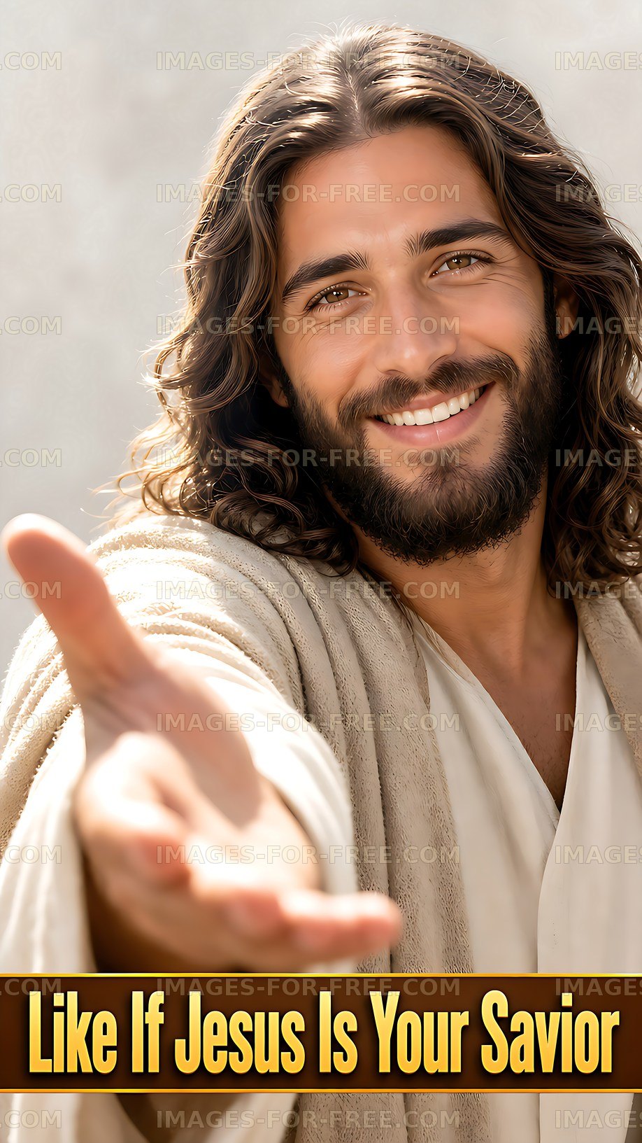Smiling man reaching out with open hands