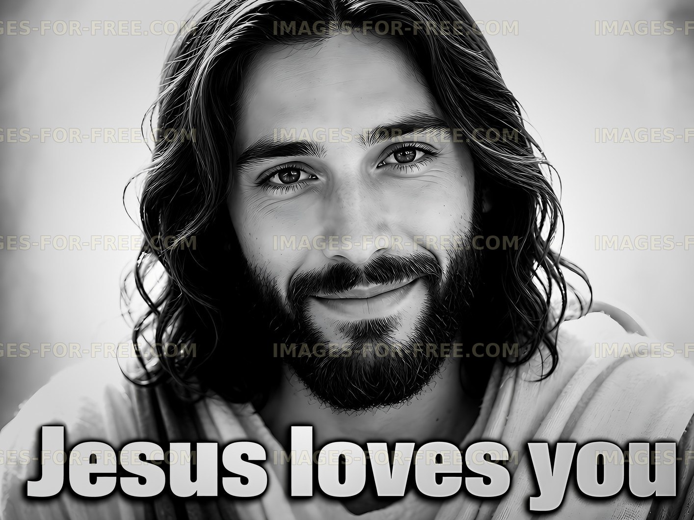 Jesus smiles with a warm expression