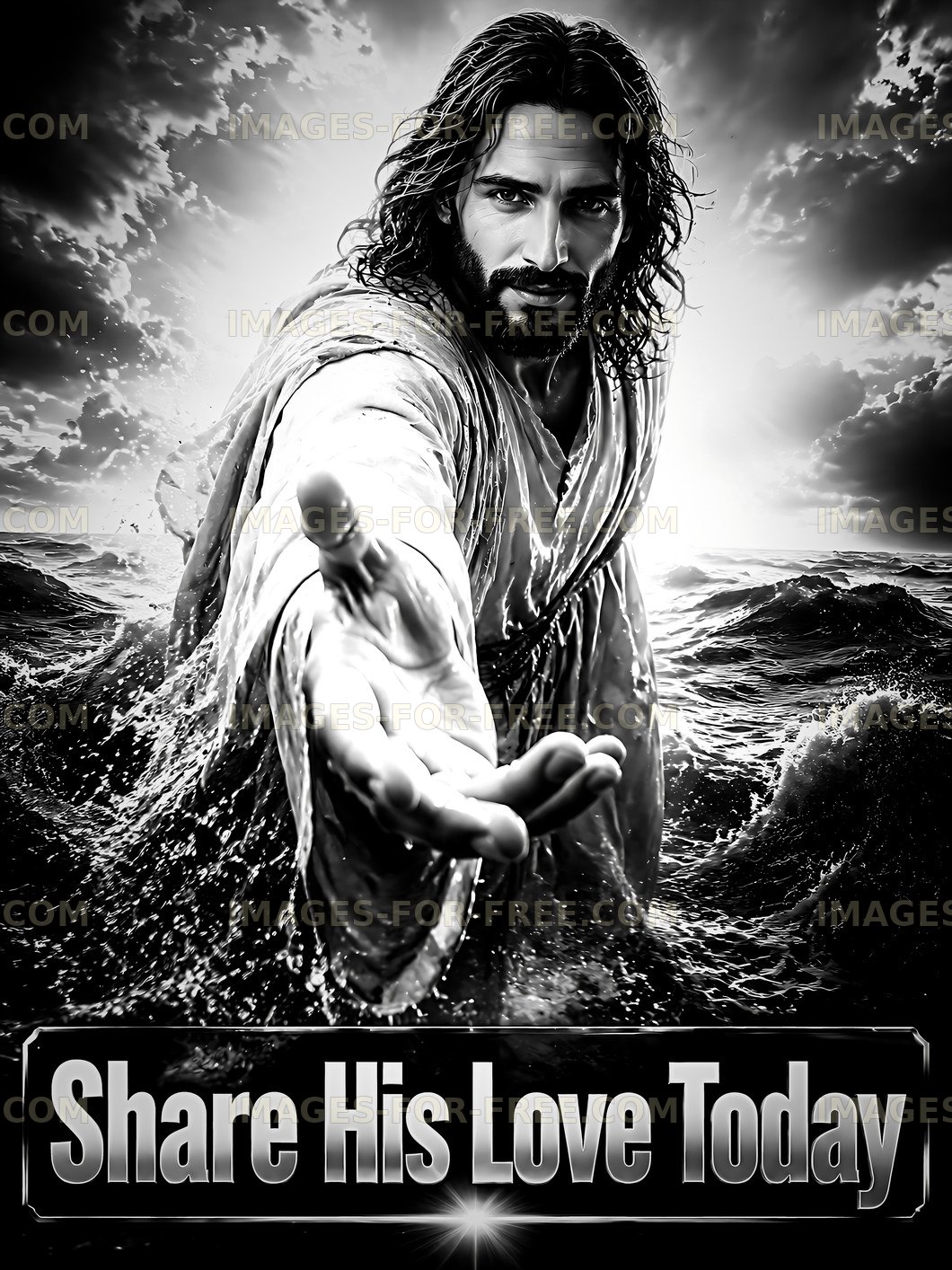 Share love and hope through reaching hands in black and white