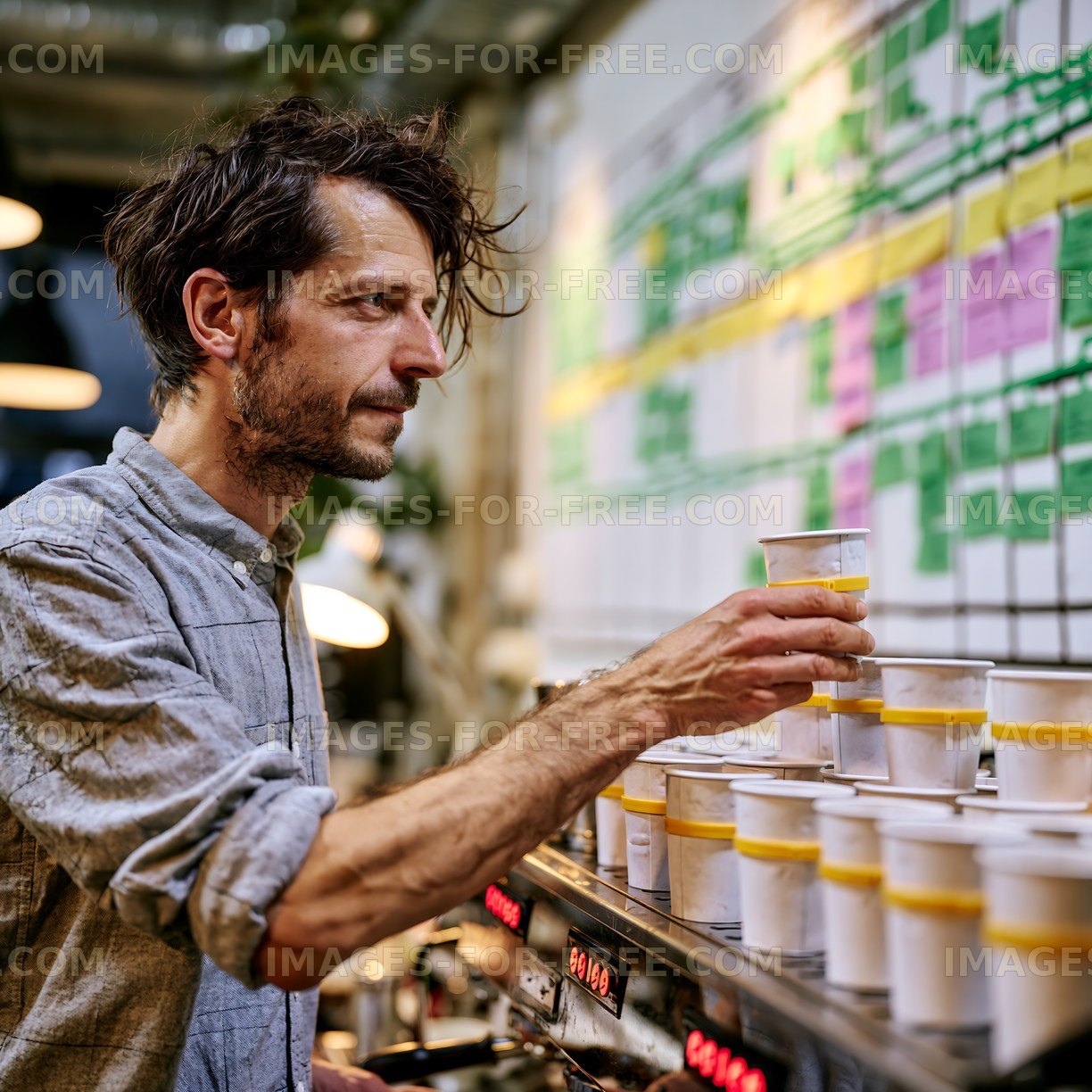 Barista preparing drinks in coffee shop