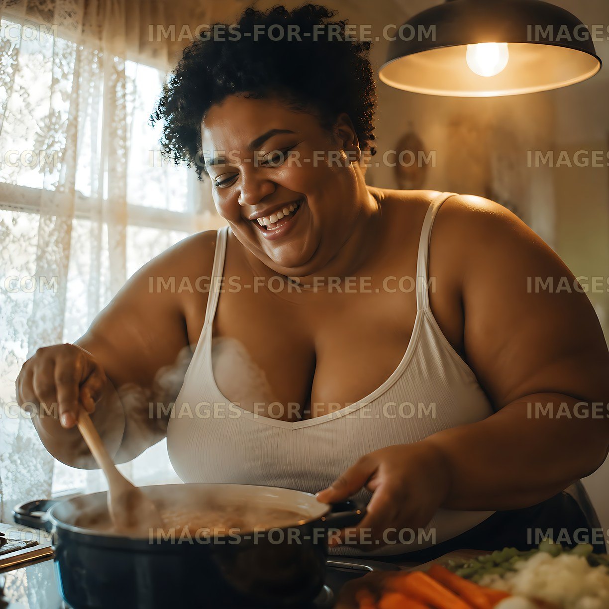 Cooking a warm meal in a cozy kitchen