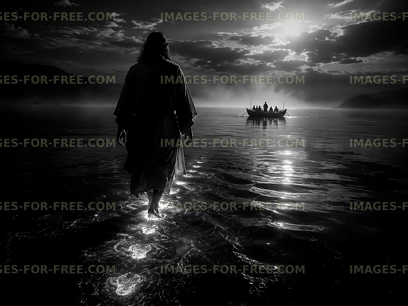 Walking on water at dusk