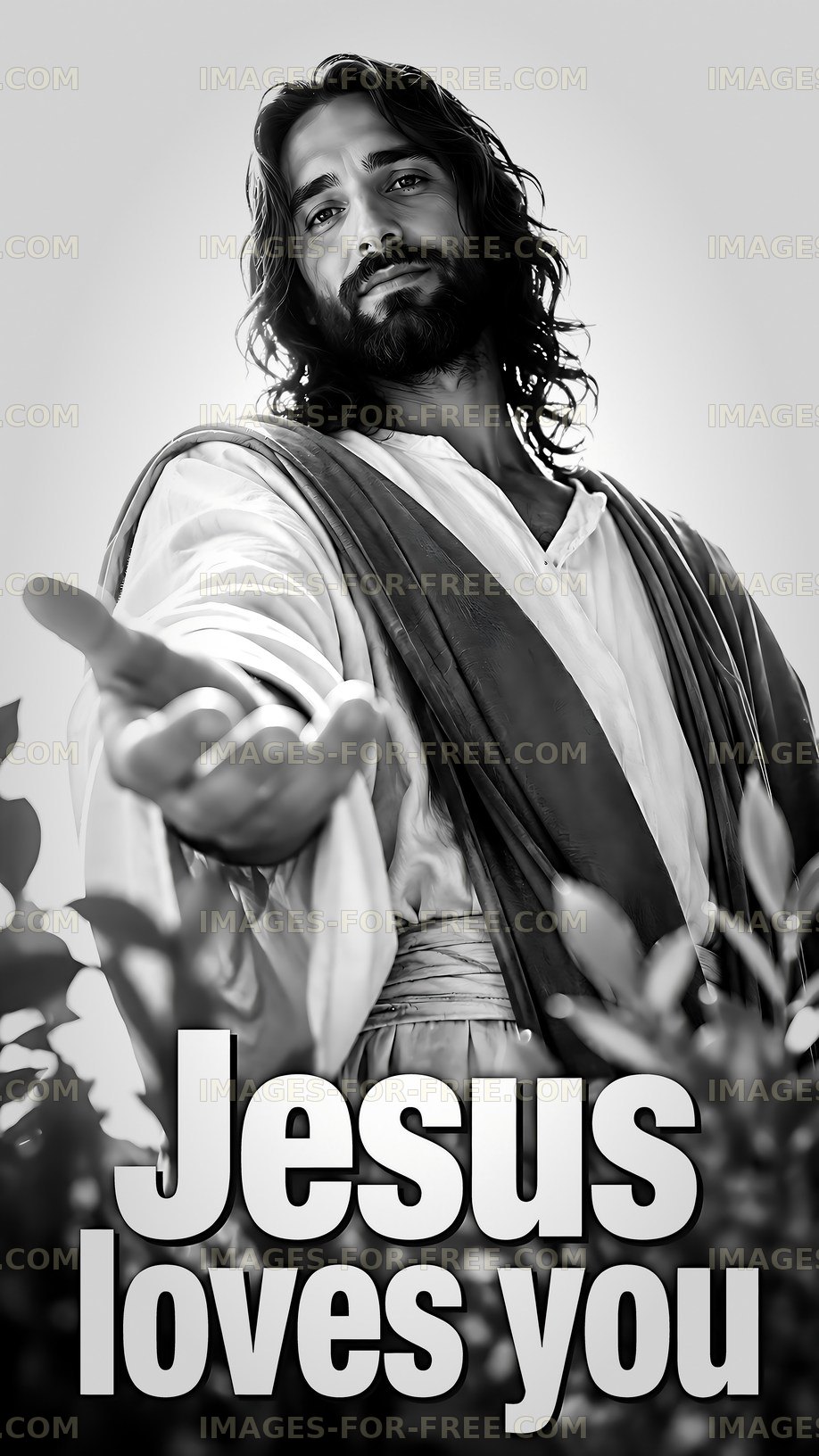 Jesus offers love and support with outstretched hand