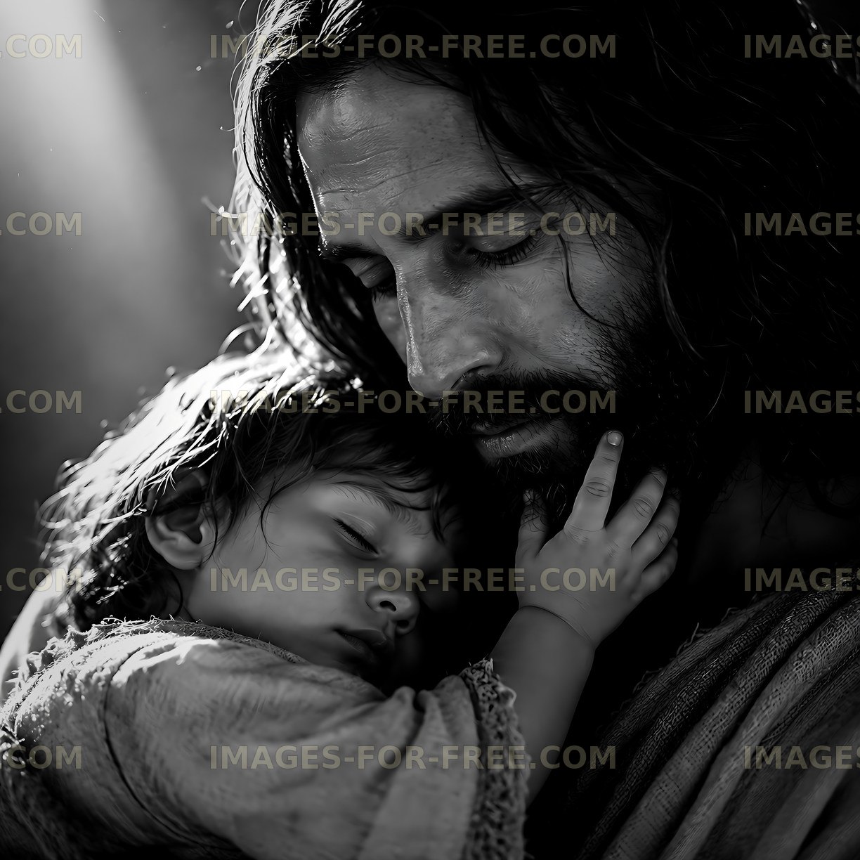 Father and child share moment in soft light