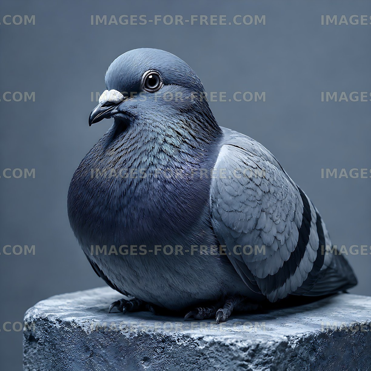 Bird perched on stone in monochrome setting