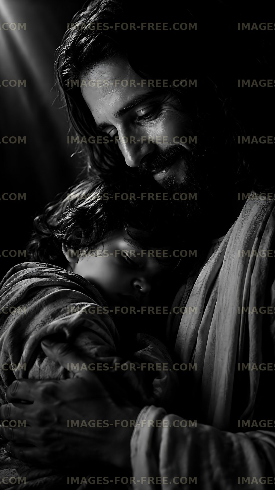 Man holds child in an intimate moment of affection