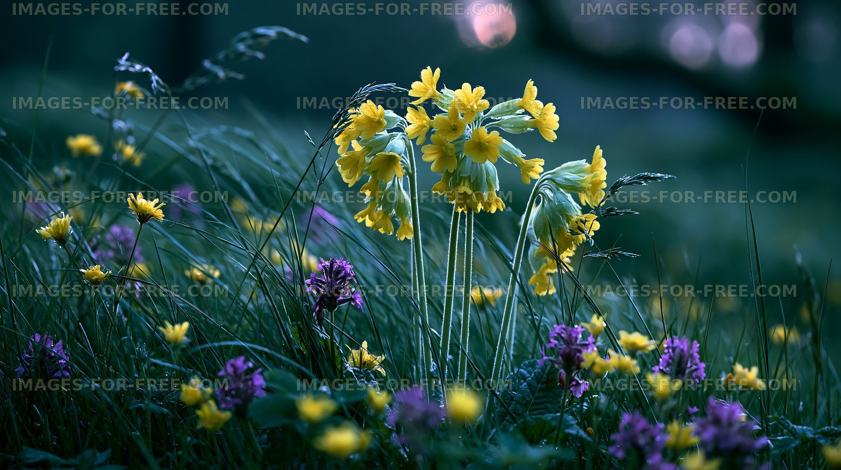Flowers blooming in a field during twilight hours