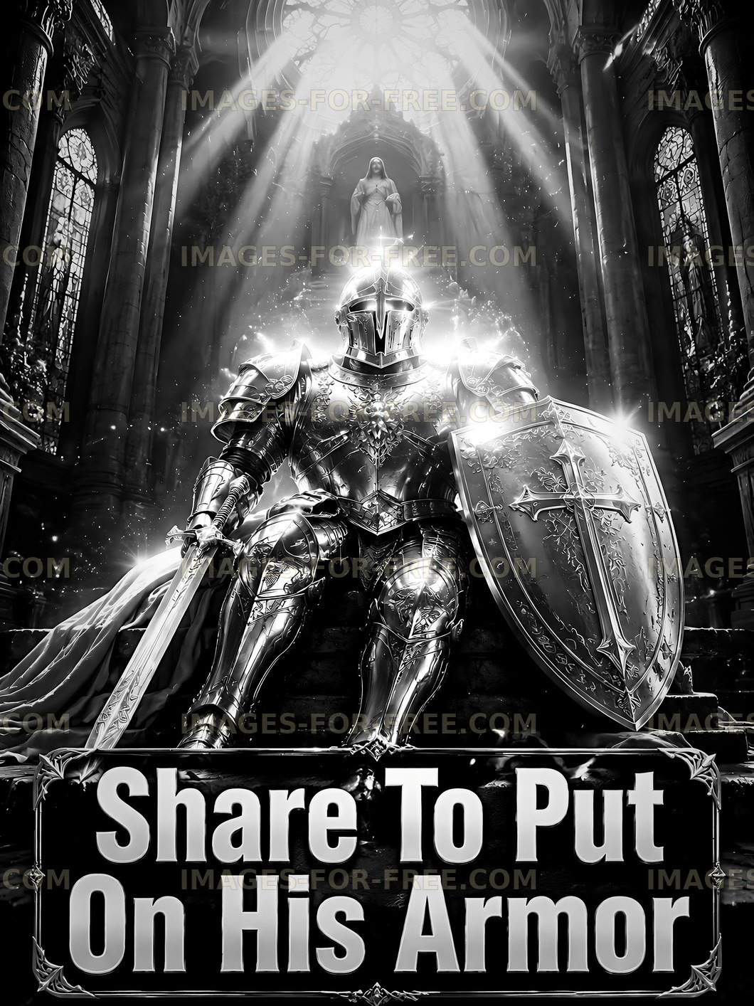 Knight in armor sitting on throne in a grand hall