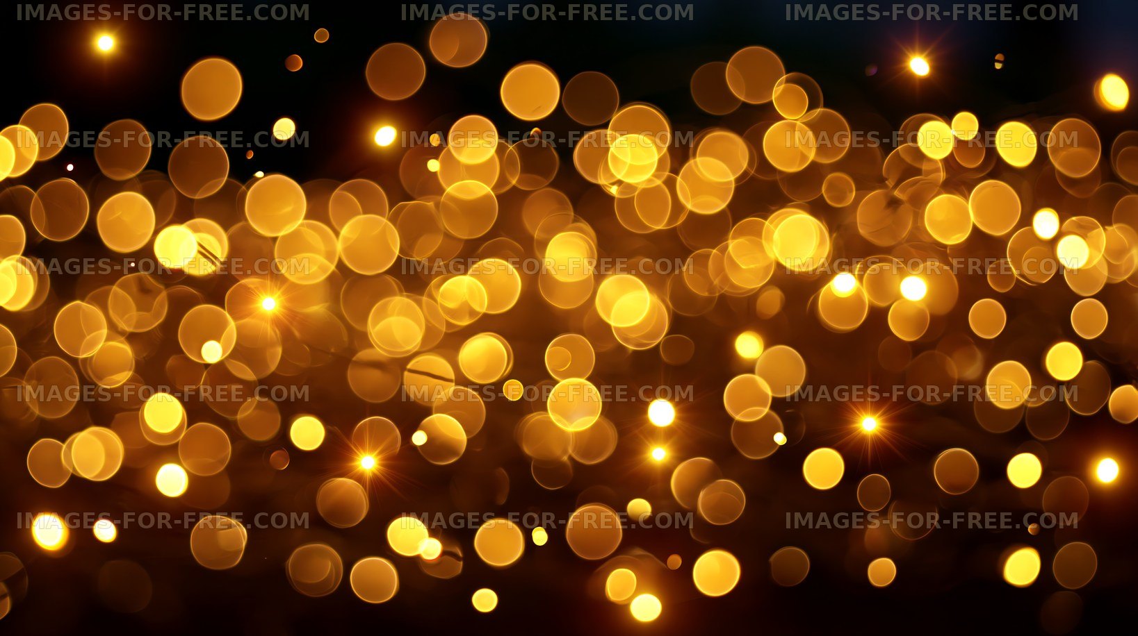 Bright golden bokeh lights on a dark background