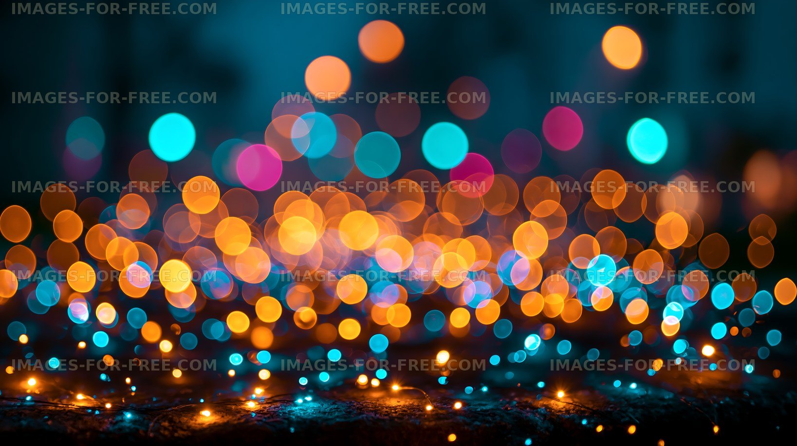 Colorful bokeh lights create a vibrant background effect