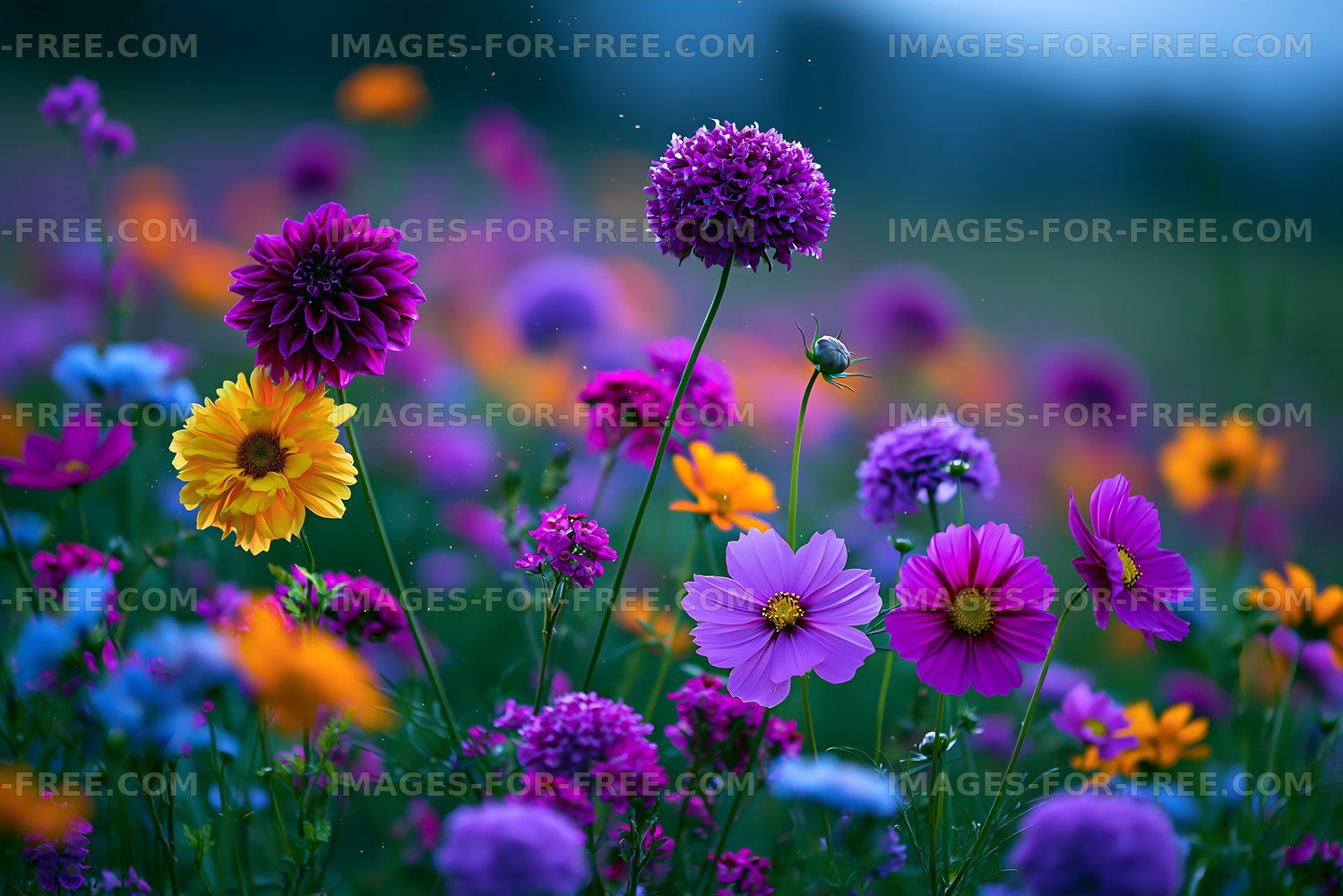 Colorful wildflowers in a blooming meadow