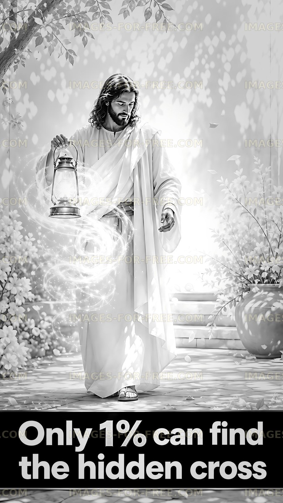 Light guide holding lantern and searching pathway for hidden cross