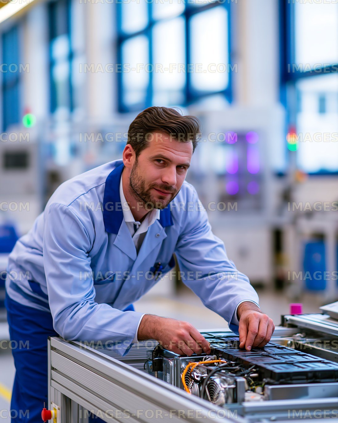 Engineer working on machinery in a factory setting