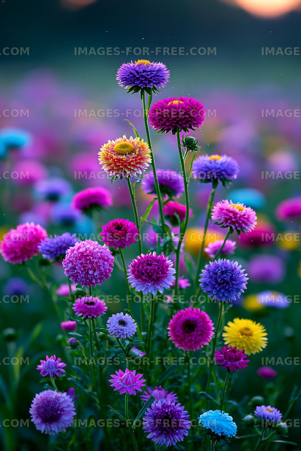Colorful flowers blooming in a vibrant field