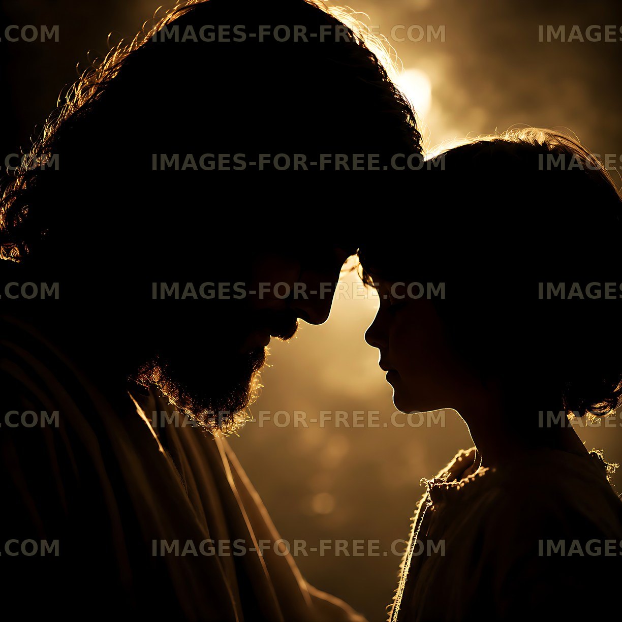 Father and child silhouette against a warm background