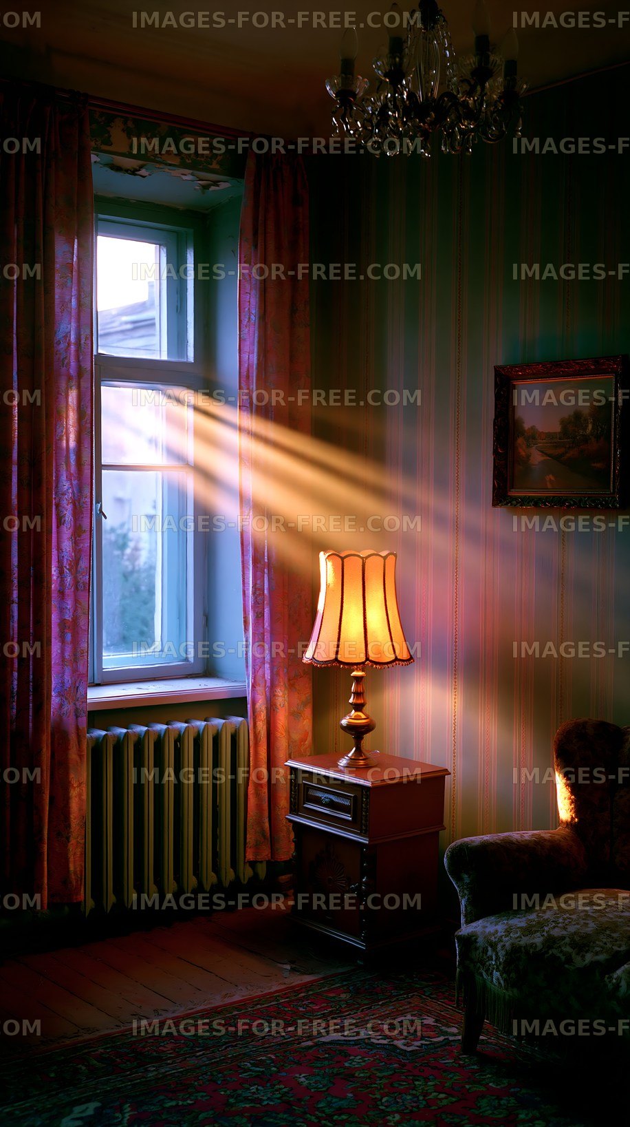 Light streaming through a window into a cozy room