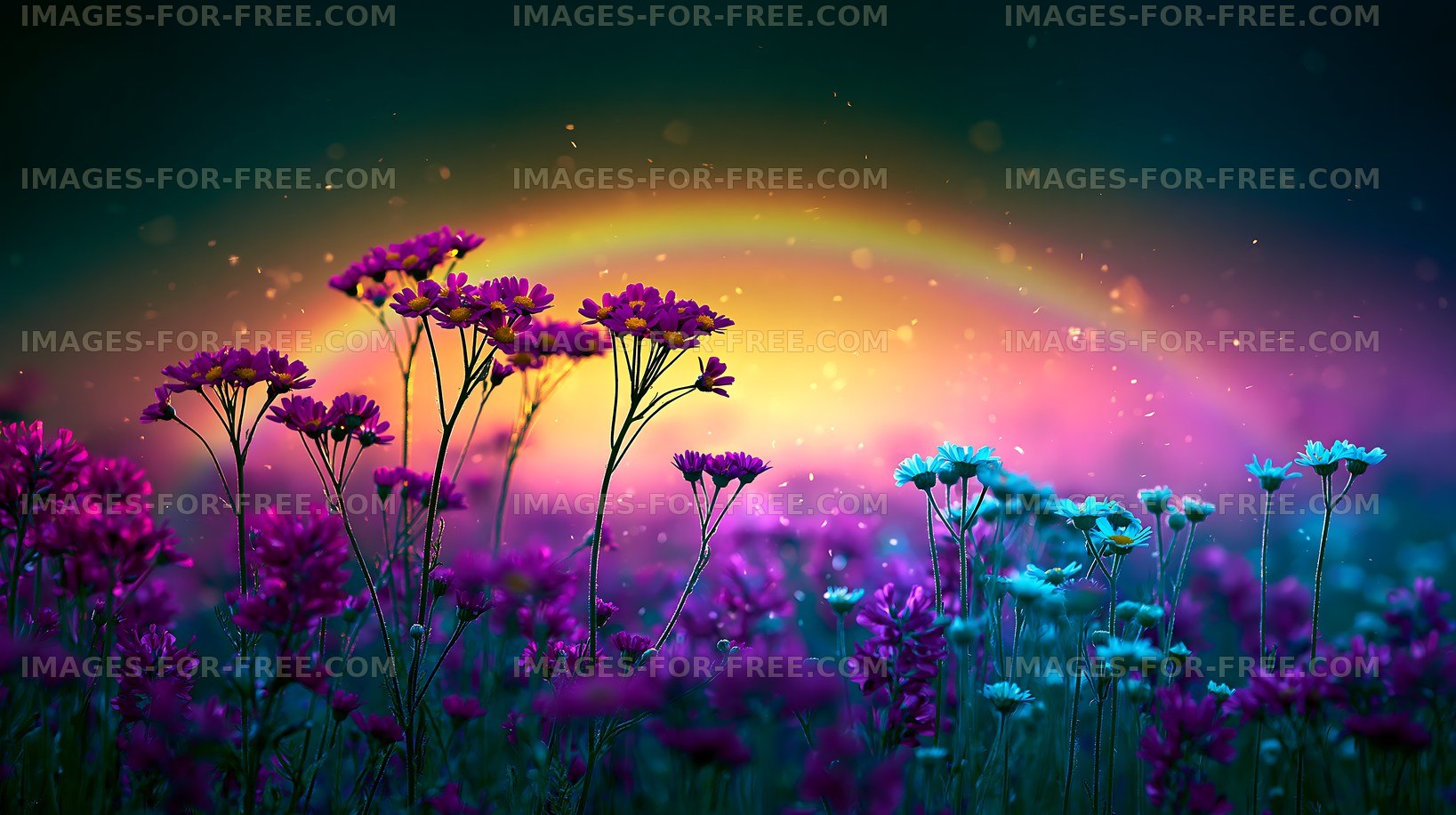 Colorful flowers against a bright, glowing background