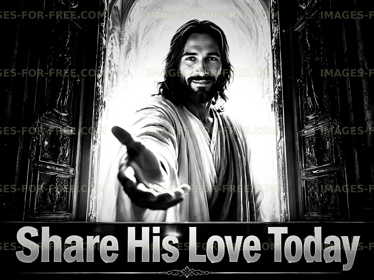 Message about sharing love with an image of Jesus