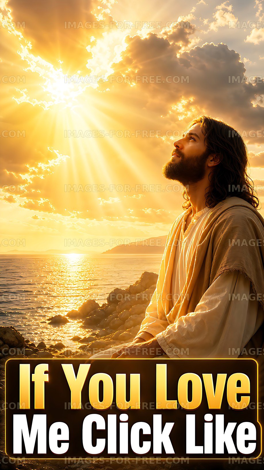 Man gazing at sunset over the ocean while wearing a robe