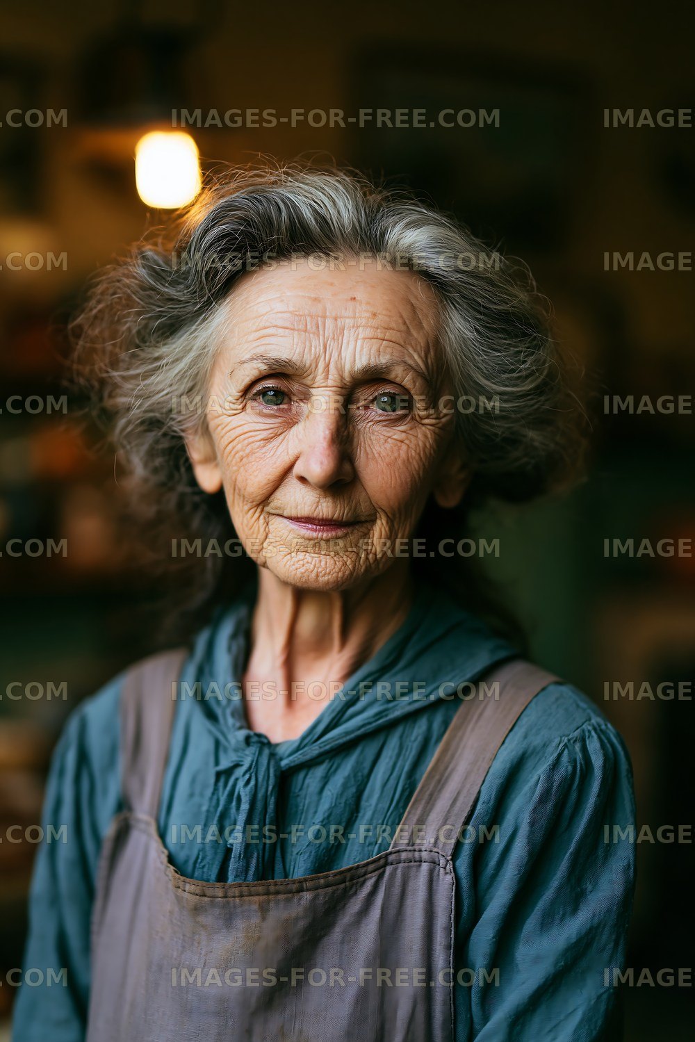 Portrait of an elderly woman in a cozy indoor setting