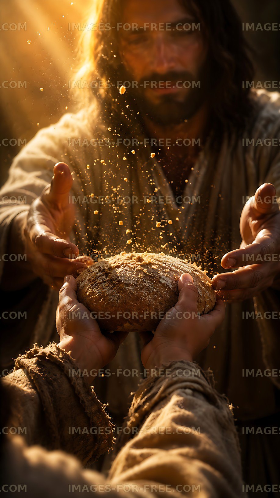 Sharing bread in a warm and inviting setting