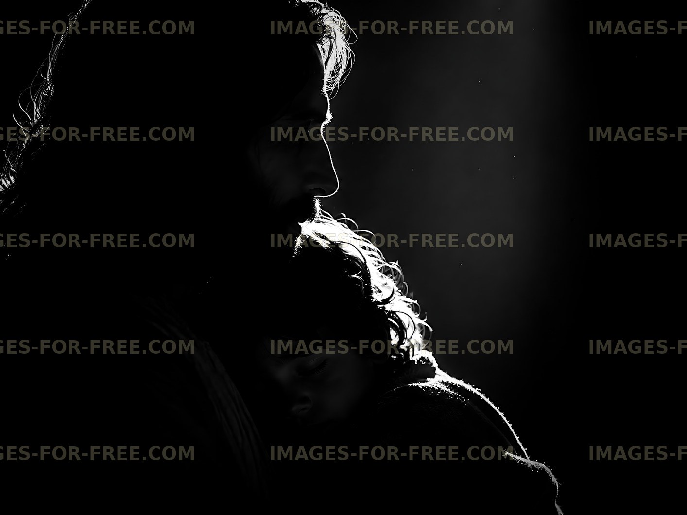 Man holds sleeping child in silhouette