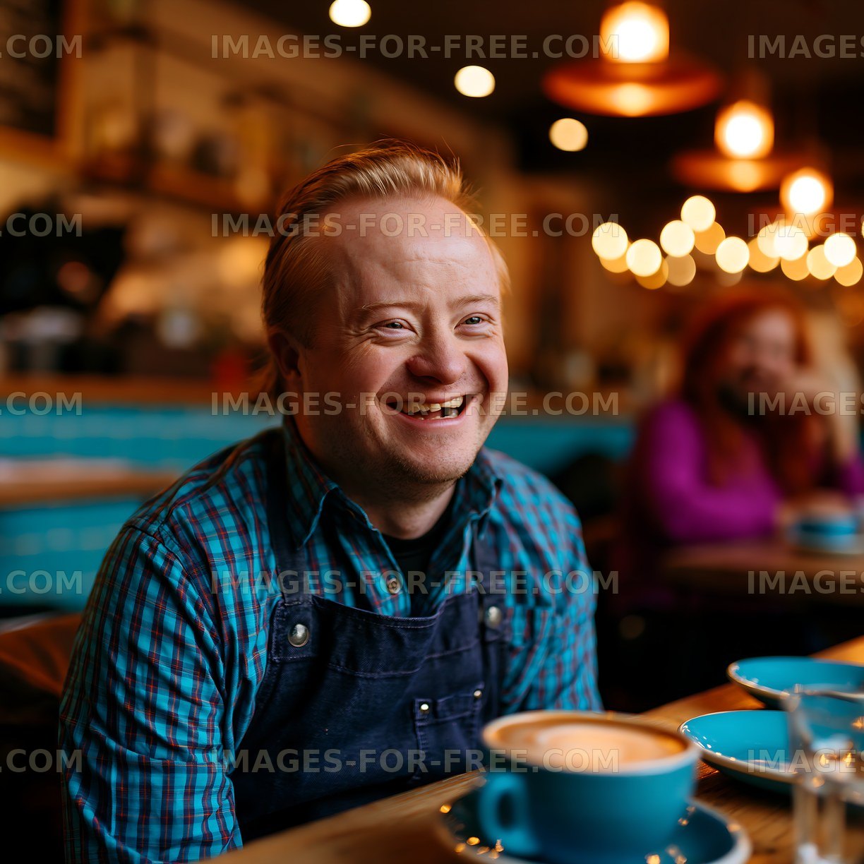 Man enjoying coffee in a cafe with warm atmosphere