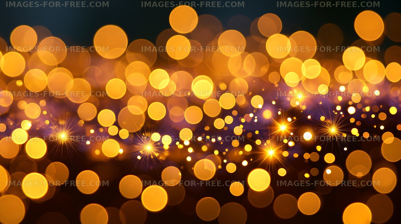 Bright bokeh lights glowing in warm tones