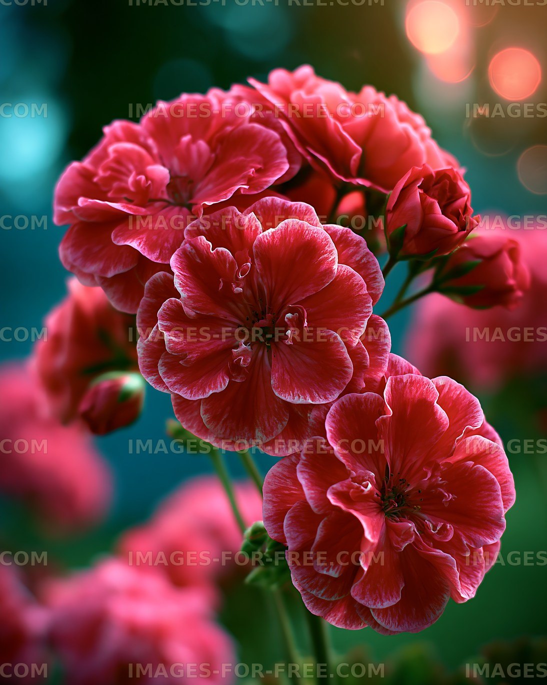 Bright pink flowers bloom in a garden setting