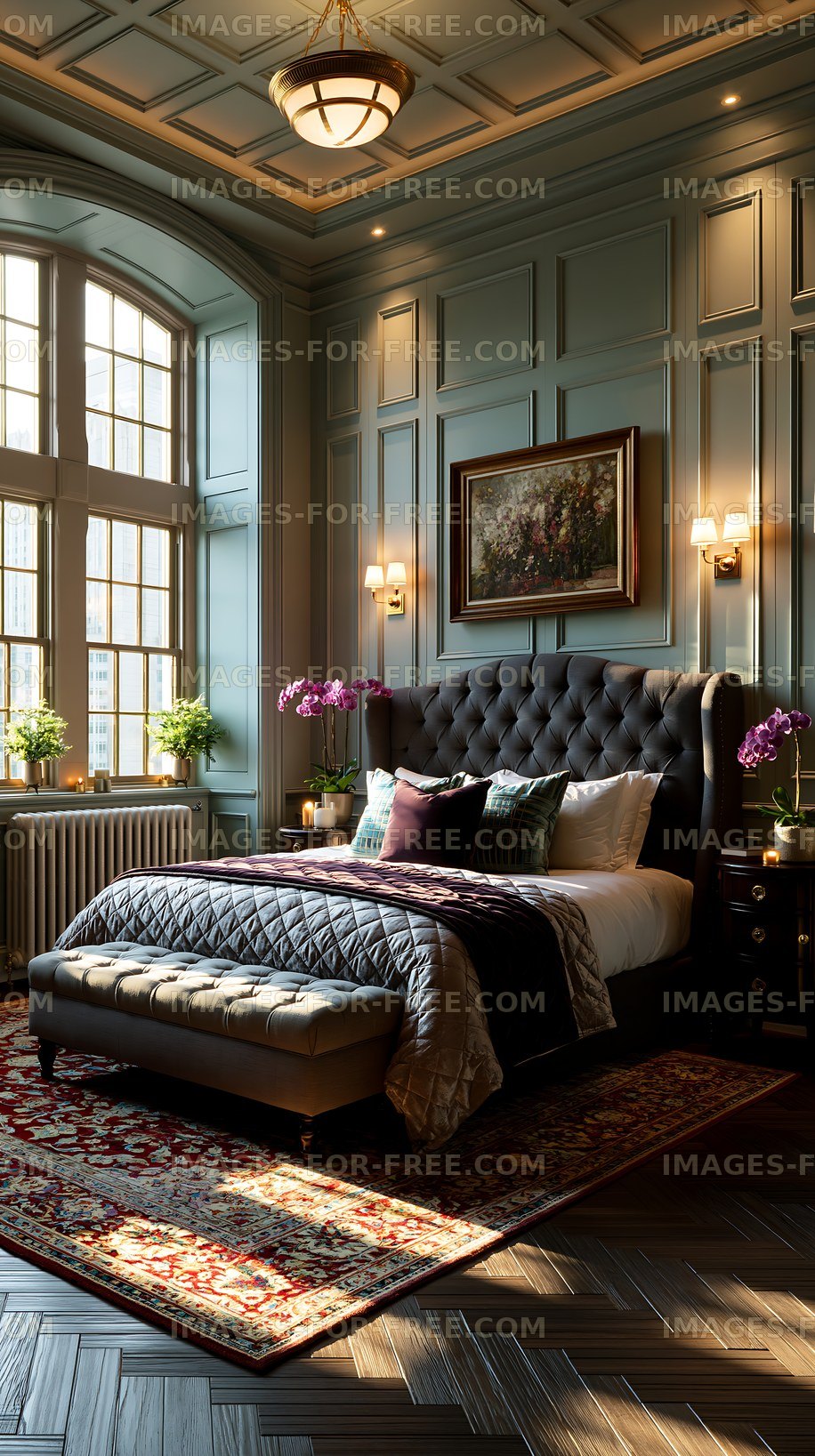 Cozy bedroom with elegant decor and natural light