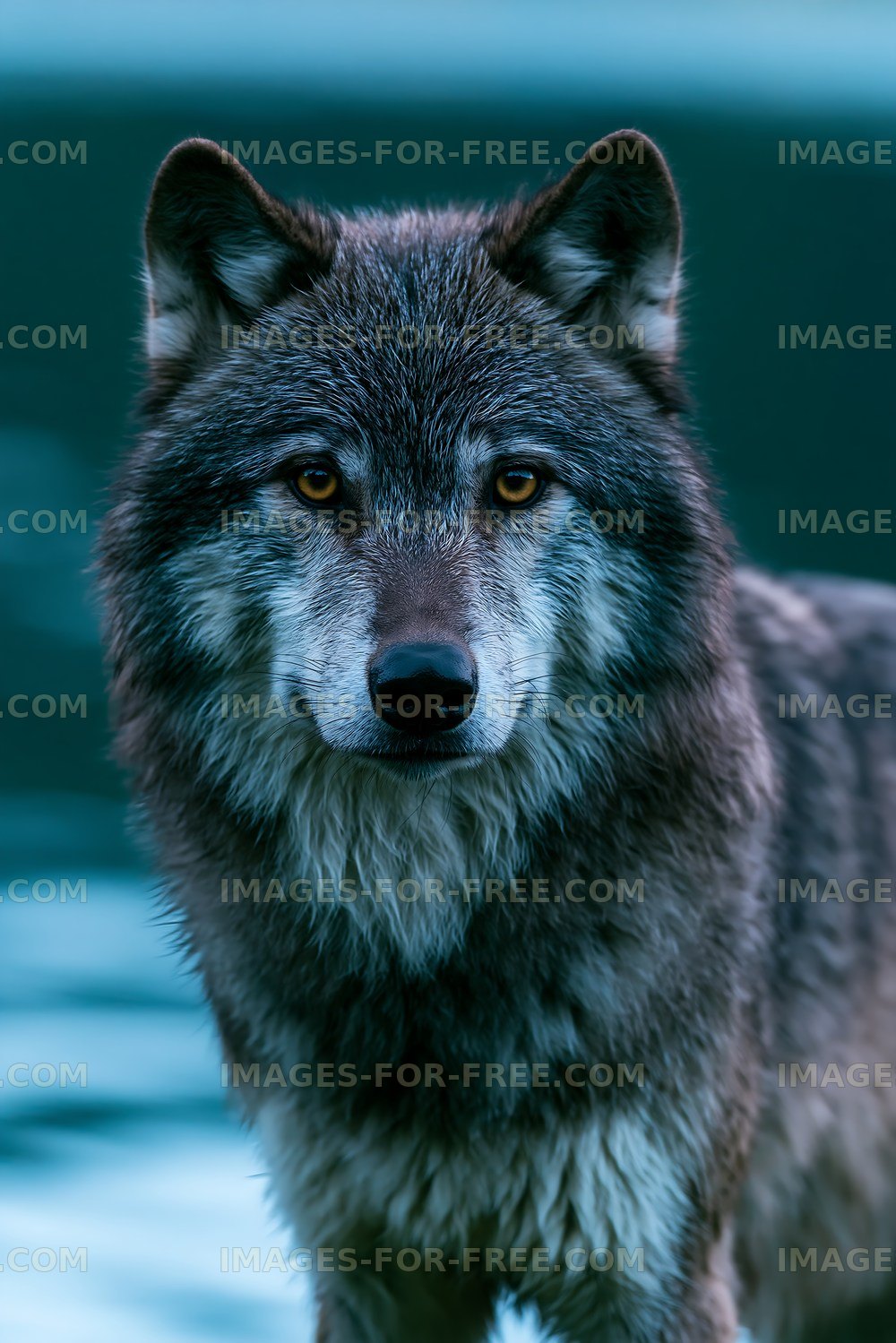 Wolf standing near water in natural habitat