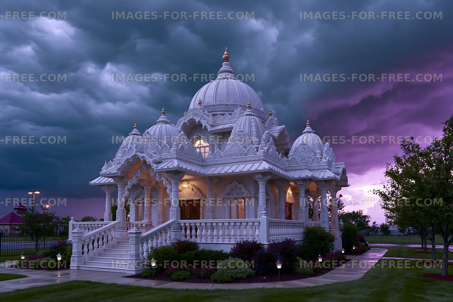 Beautiful temple with cloudy sky in the background near sunset