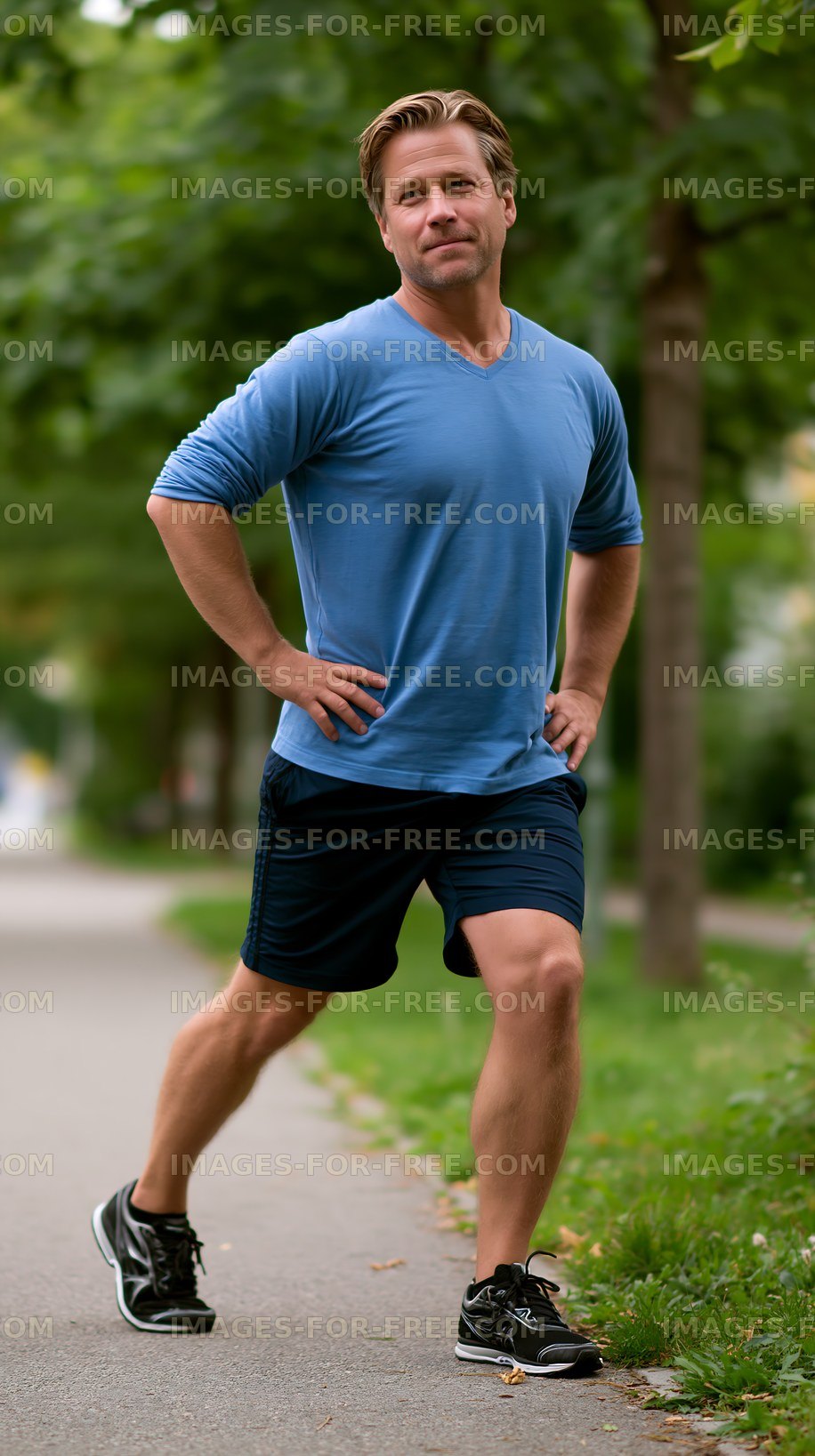 Man jogging on a path in a park during daytime