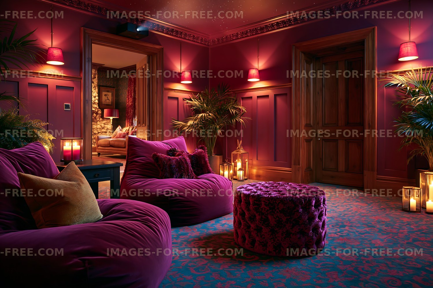 Cozy interior design with plush seating and warm lighting