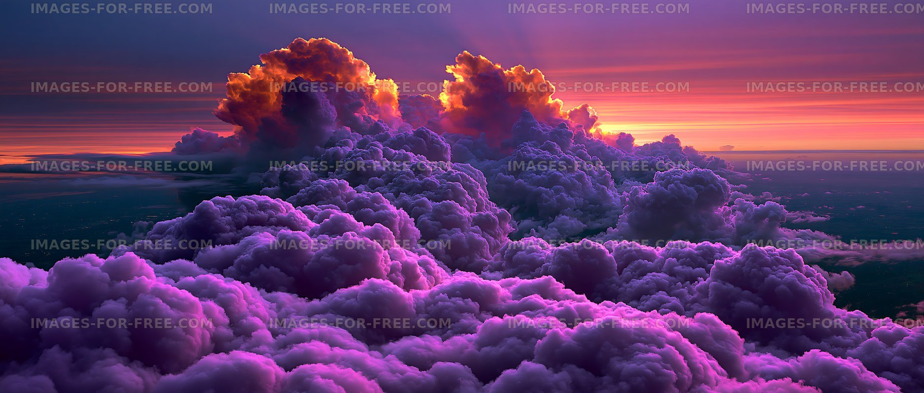 Clouds meet sunset in purple and orange hues