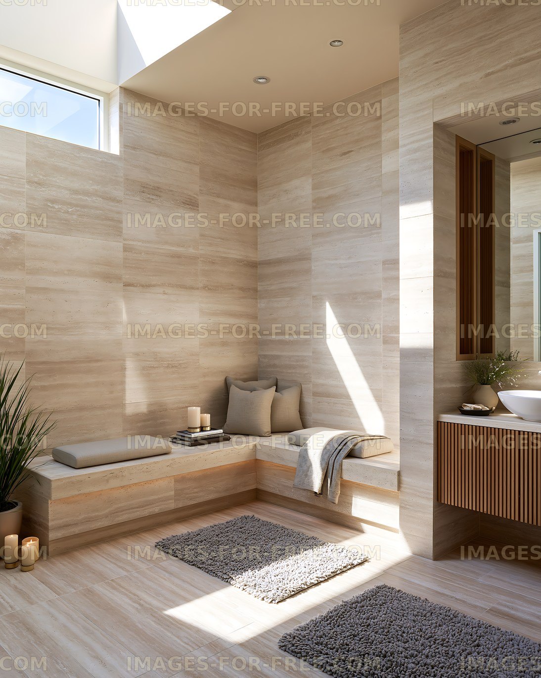 Modern bathroom interior with natural light and minimalist design