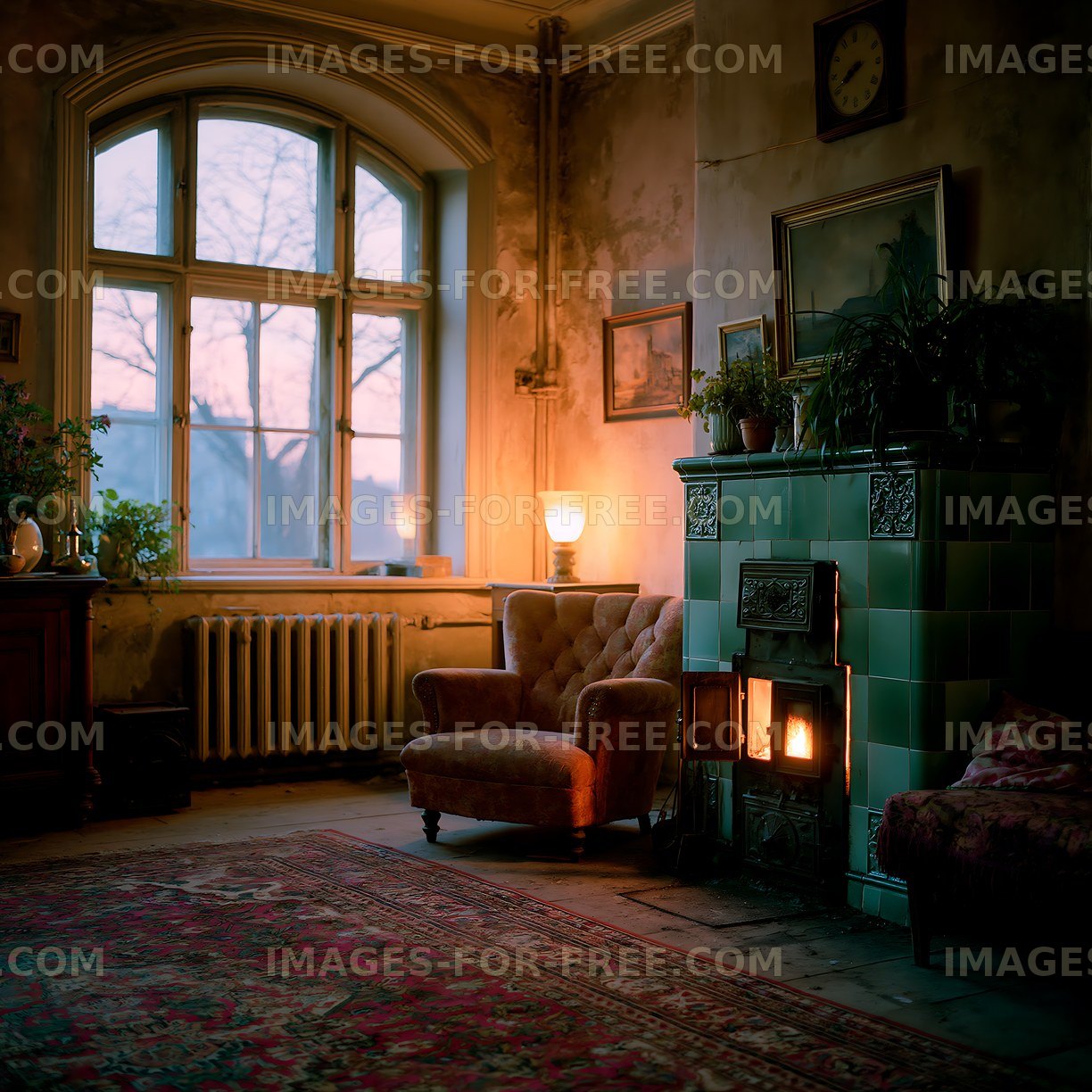 Cozy room with warm light and vintage decor