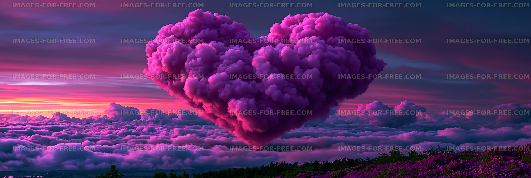 Colorful cloud formation shaped like a heart in the sky