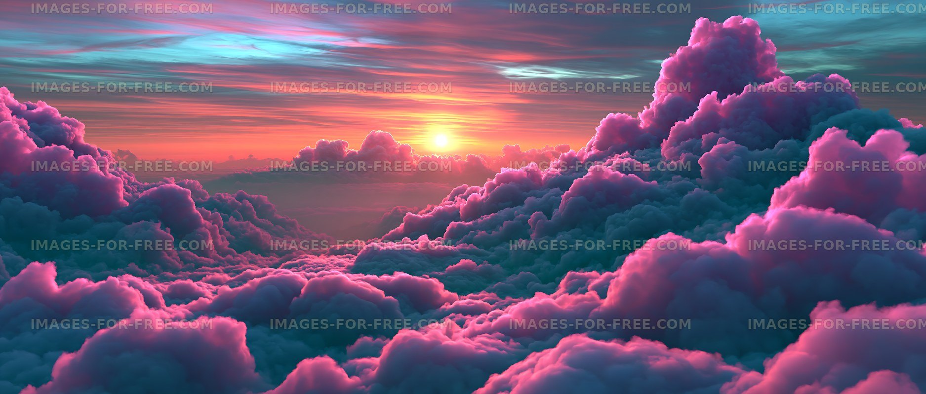 Sunrise over colorful clouds in the sky
