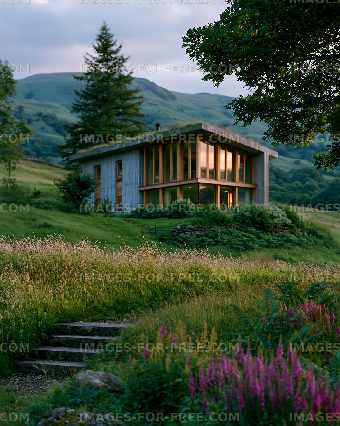 Modern house surrounded by nature in the countryside