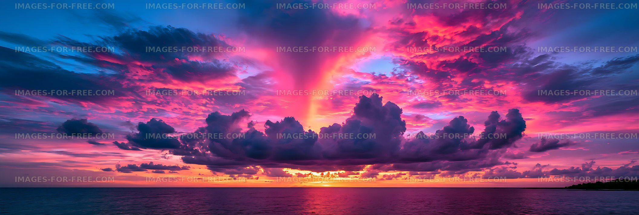 Colorful sunset over the ocean with clouds and sky