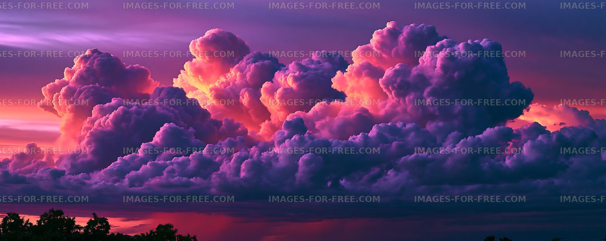 Colorful clouds at sunset fill the sky