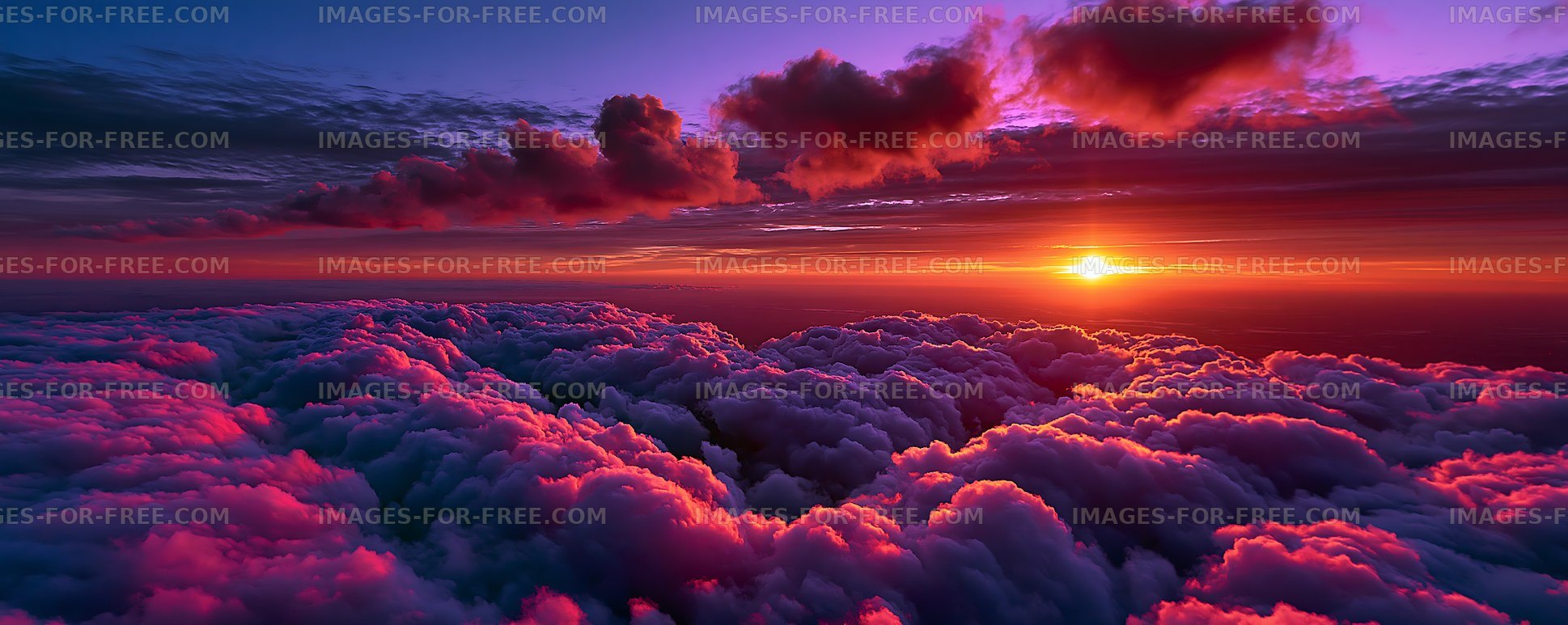 Colorful sunset above the clouds