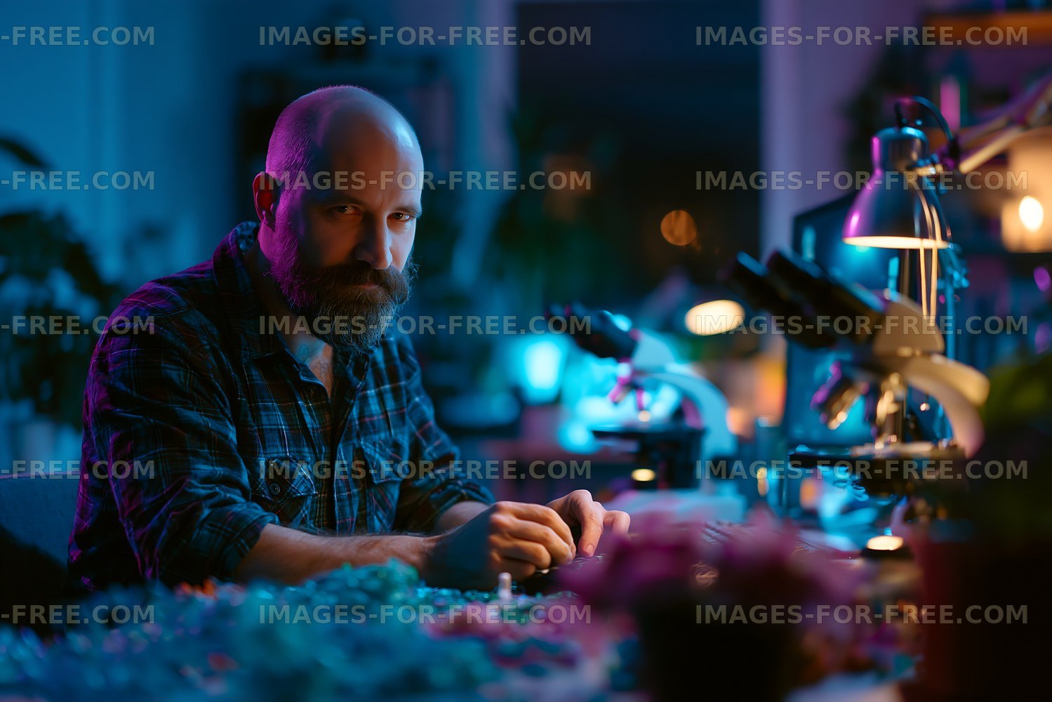 Man working in a laboratory surrounded by scientific equipment